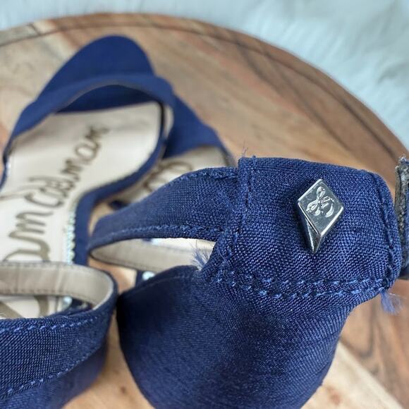 Sam Edelman Yaro Block Heel Sandal Womens 8 M Blue Suede Open Toe Ankle Strap - Picture 6 of 10